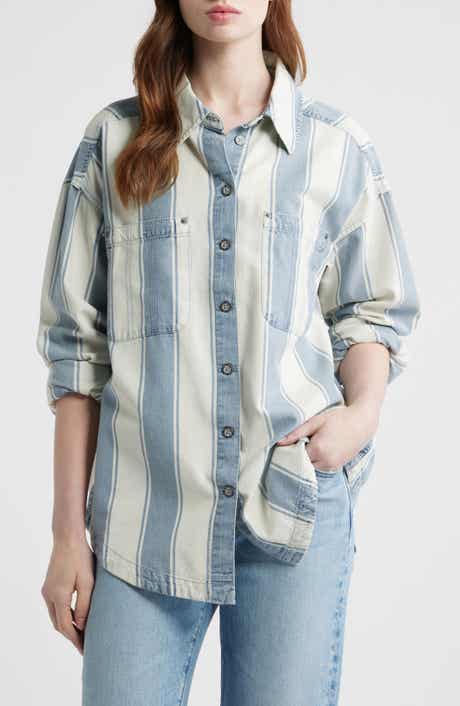 Free People Crossroads Stripe Button-Up Shirt