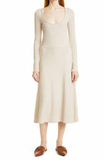 Vince Vine Ribbed Scoop Neck Long Sleeve Sweater Dress