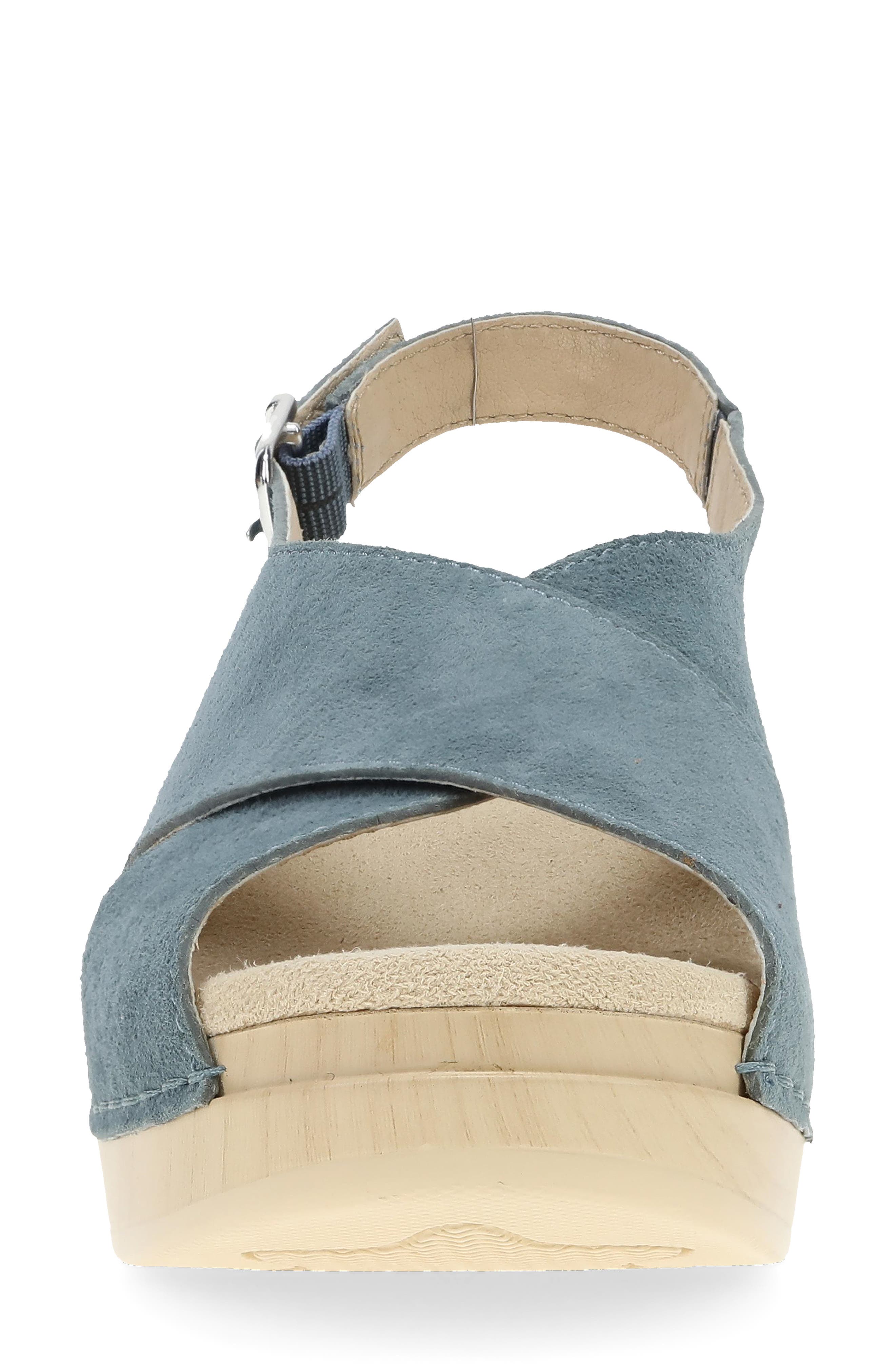 Dansko Sloane Slingback Platform Sandal, Alternate, color, Denim Suede