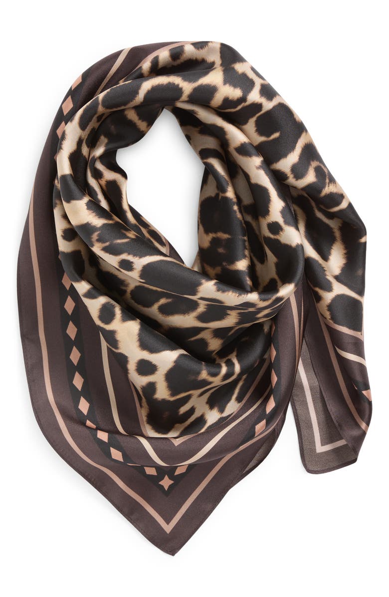 Nordstrom Leopard Print Square Silk Scarf, Alternate, color,