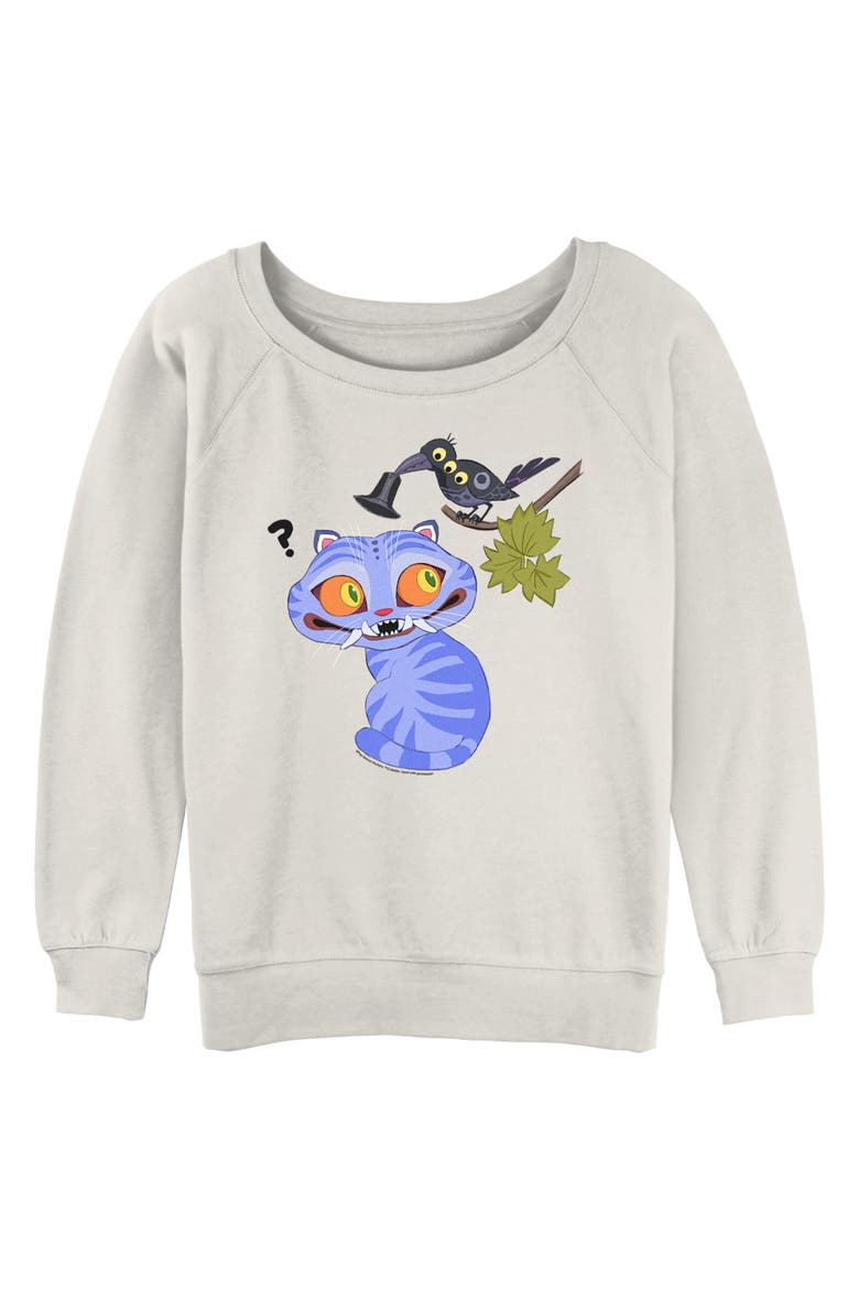 Junior's Derpy And Magpie Long Sleeve Oversized Sweatshirt, Main, color, Egret