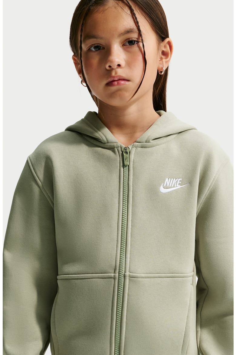 Kids' Sportswear Club Fleece Full-Zip Hoodie, Alternate, color, SPRUCE FOG/ WHITE