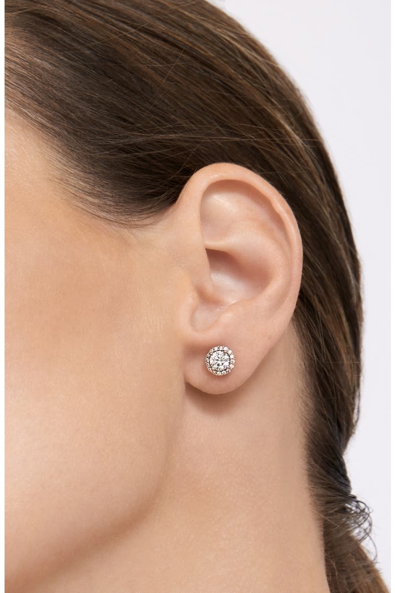14K Yellow Gold Plated Swarovski Crystal Halo Stud Earrings, Alternate, color, SILVER