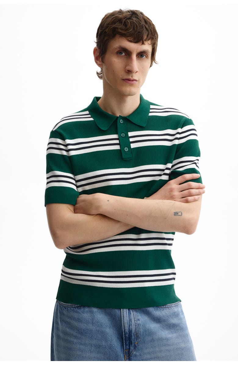 H&M Regular Fit Polo Shirt, Alternate, color, Green/Striped