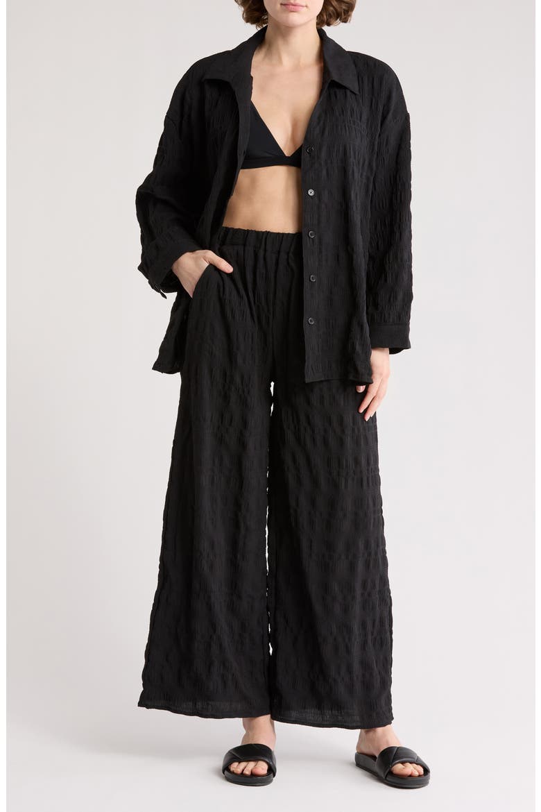 2-Piece Crinkle Cover-Up Set, Main, color, BLACK