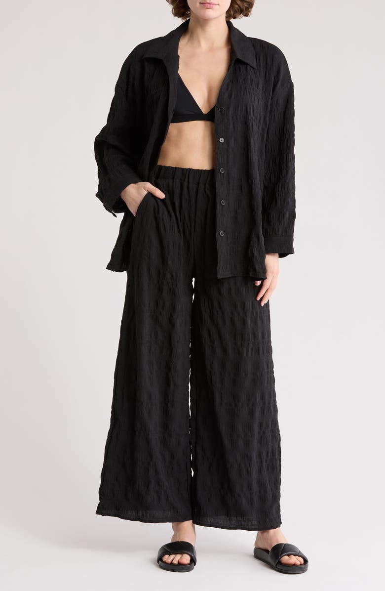 NORDSTROM RACK 2-Piece Crinkle Cover-Up Set, Main, color, Black