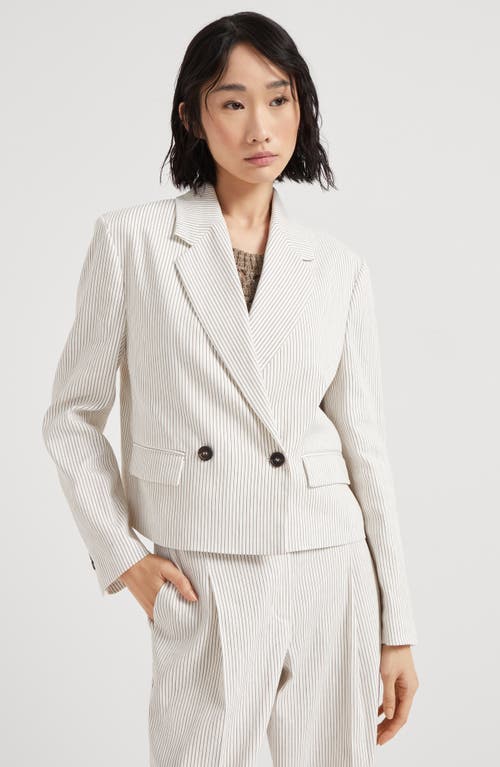 Brunello Cucinelli Cropped Blazer In Tobacco