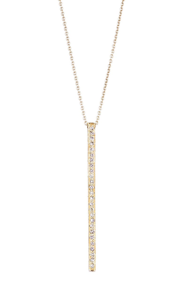 Sethi Couture Alice Diamond Linear Bar Pendant Necklace, Main, color, Yellow Gold