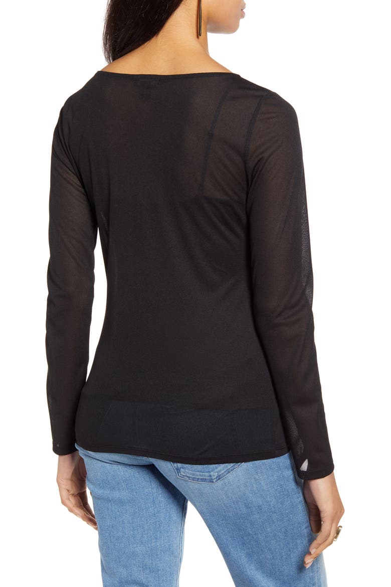 Bateau Neck Mesh Top, Alternate, color, BLACK