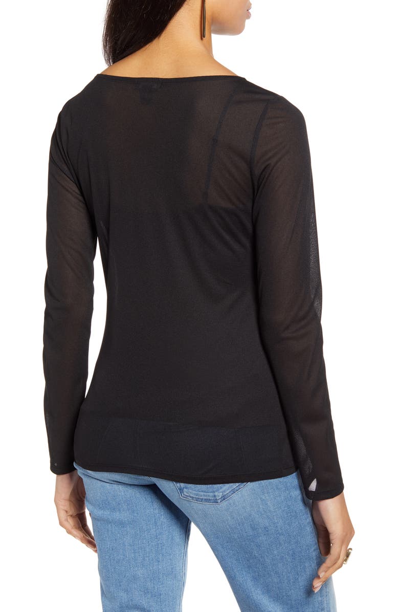 Halogen<sup>®</sup> Bateau Neck Mesh Top, Alternate, color, 