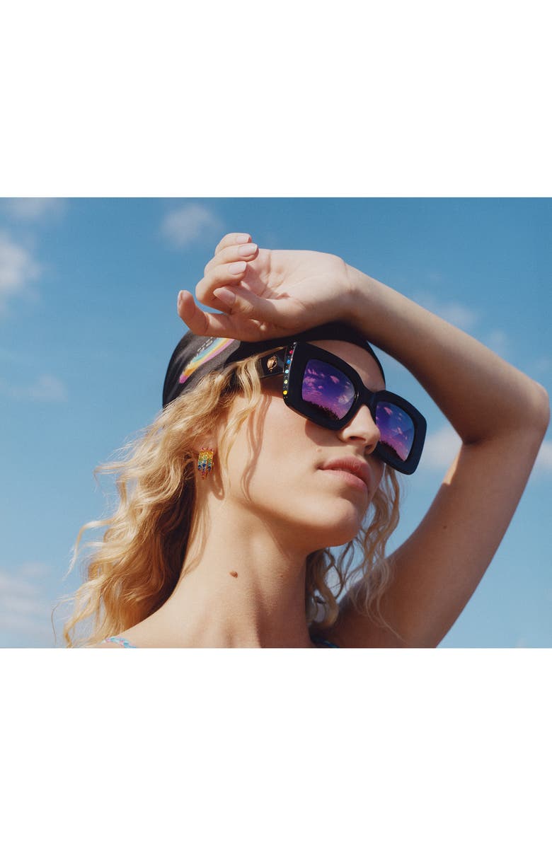 Kurt Geiger London 52mm Square Sunglasses, Alternate, color, Black/ Rainbow