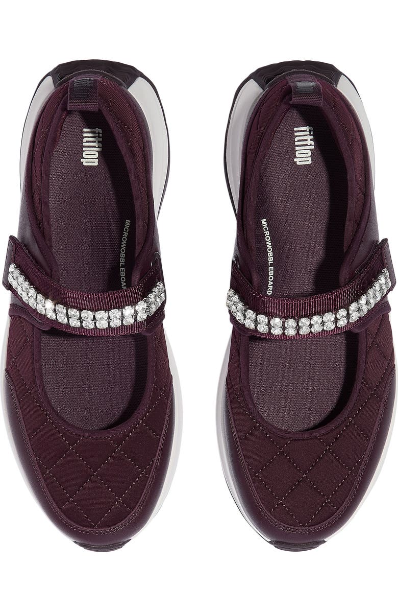 FitFlop F-Mode Flow Crystal Strap Quilted Mary Jane Sneaker, Alternate, color, Plumberry