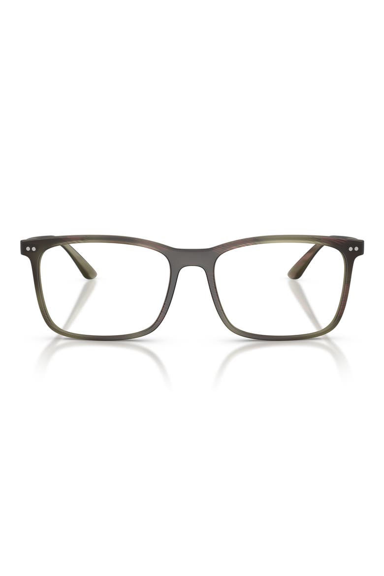 56mm Square Optical Glasses, Main, color, STRIPED OLIVE / DEMO LENS
