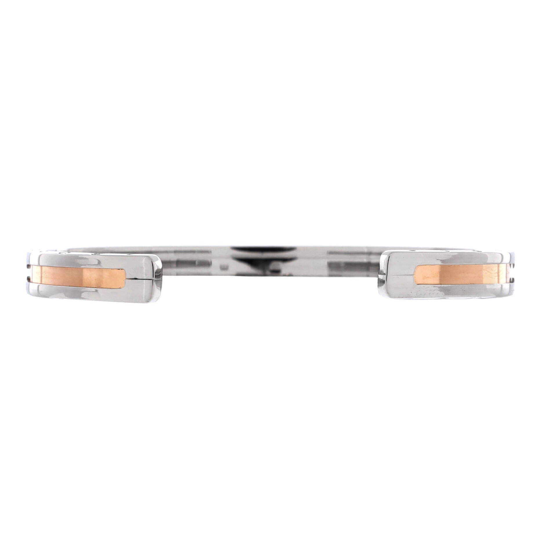 B.Zero1 Cuff Bracelet Stainless Steel and 18K Rose Gold, Alternate, color, Metallic Silver