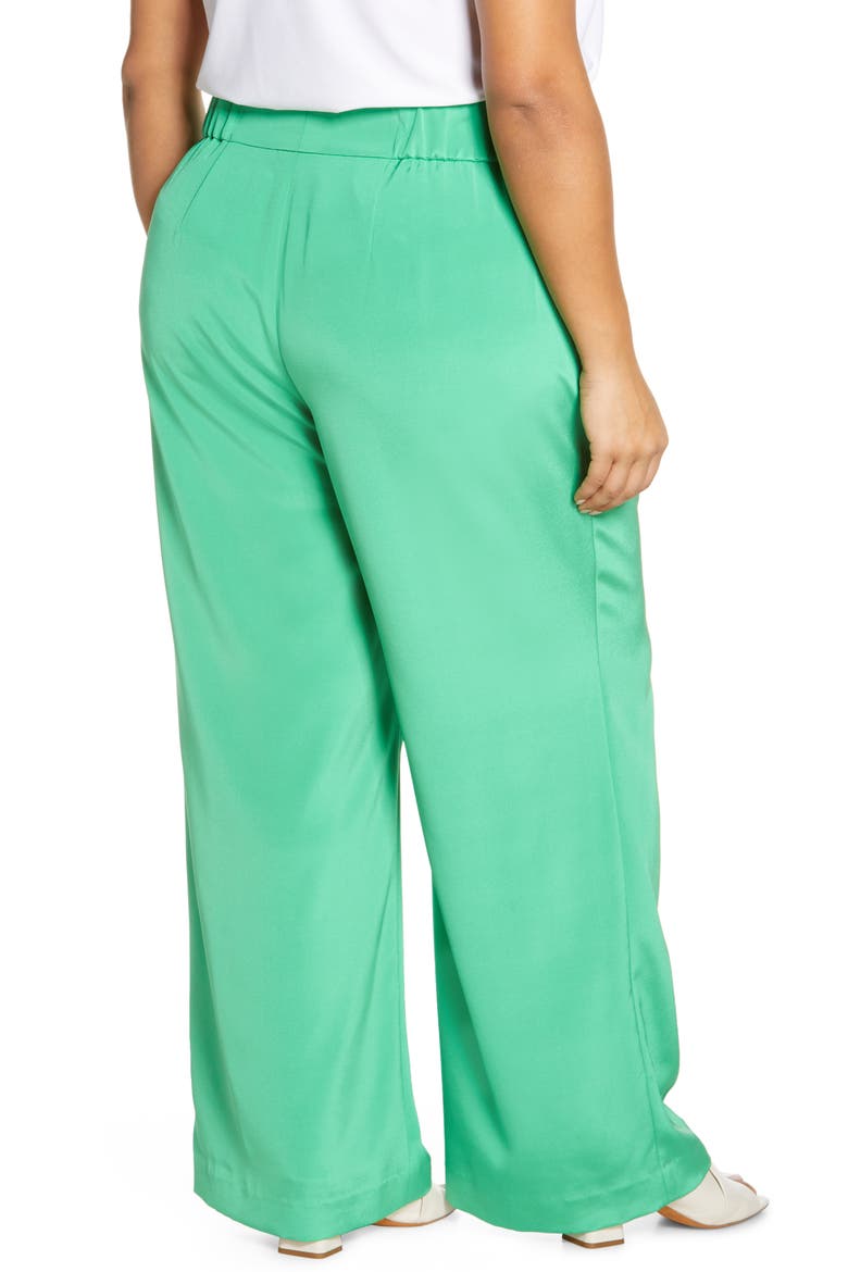 Dalton Stretch Silk Wide Leg Pants, Alternate, color, GARDEN GREEN