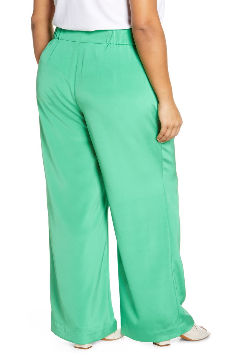 Lafayette 148 New York Dalton Stretch Silk Wide Leg Pants, Alternate, color, Garden Green