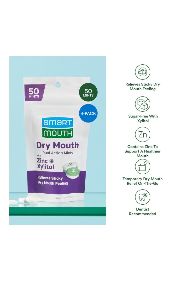 Dry Mouth Dual-Action Sugar-Free Mints 50 Count, 4-Pack, Alternate, color, Mellow Mint