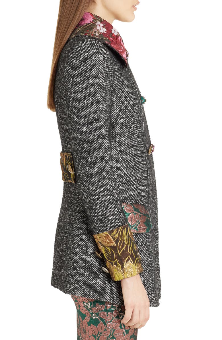 Dolce&Gabbana Jacquard Trim Tweed Coat, Alternate, color, Fantasy