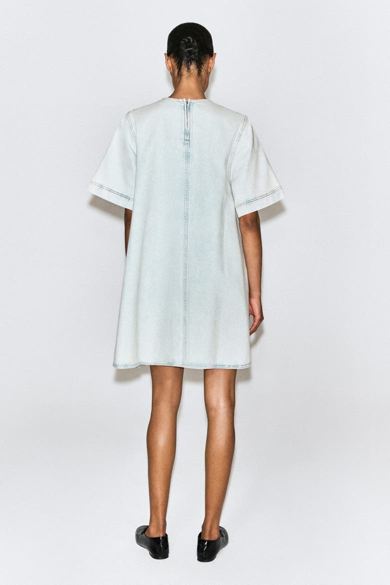 Flared Denim Mini Dress, Alternate, color, LIGHT BLUE