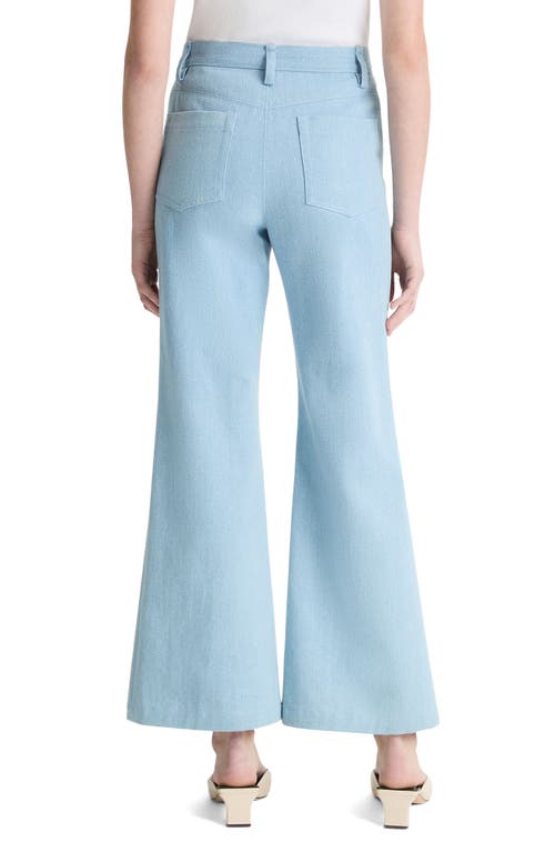 Vince Textured Cotton Flare Pants In Pale Indigo