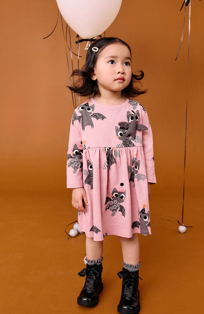 NEXT Kids' Bat Long Sleeve Jersey Dress, Alternate, color, Pink