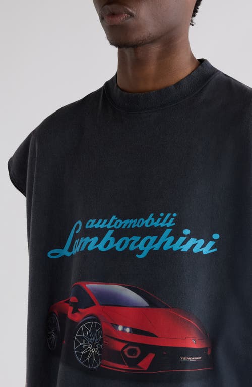 Balenciaga X Automobili Lamborghini Sleeveless Graphic T-shirt In Blue