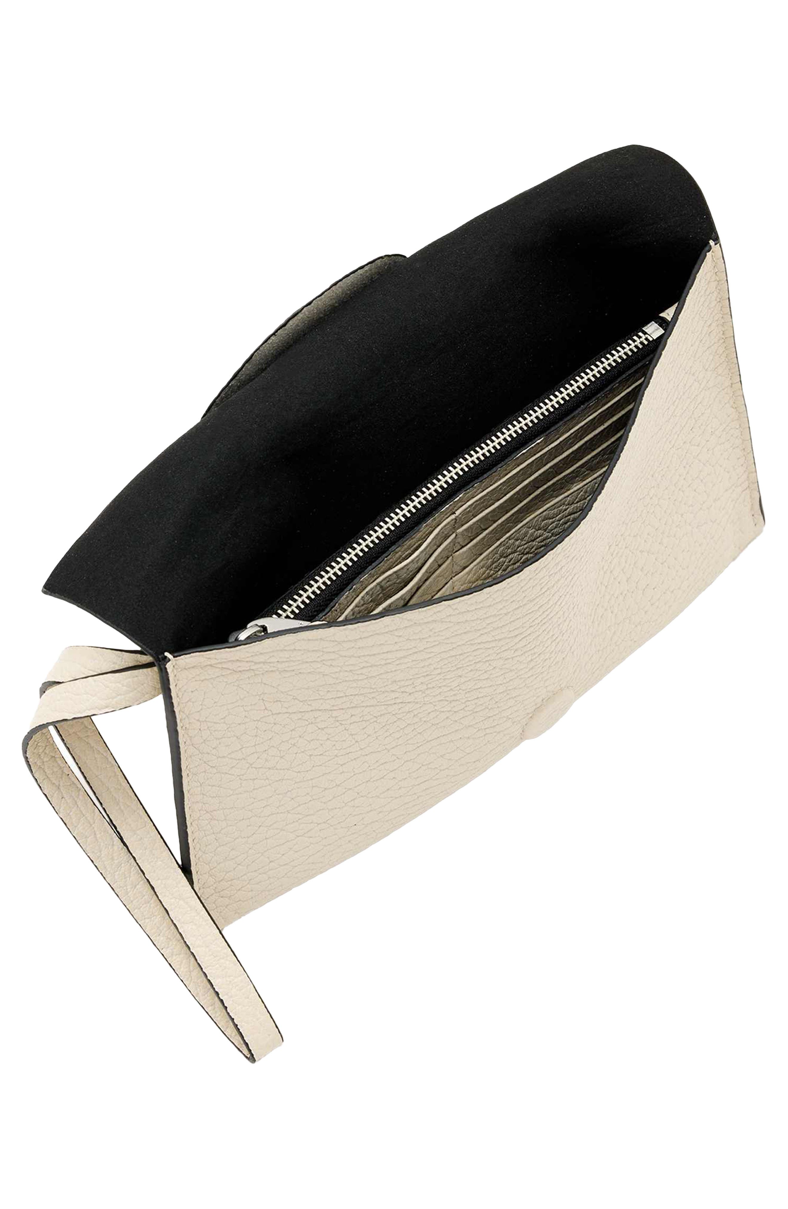 AllSaints Ursa Leather Pouch Wristlet, Alternate, color, Sahara White