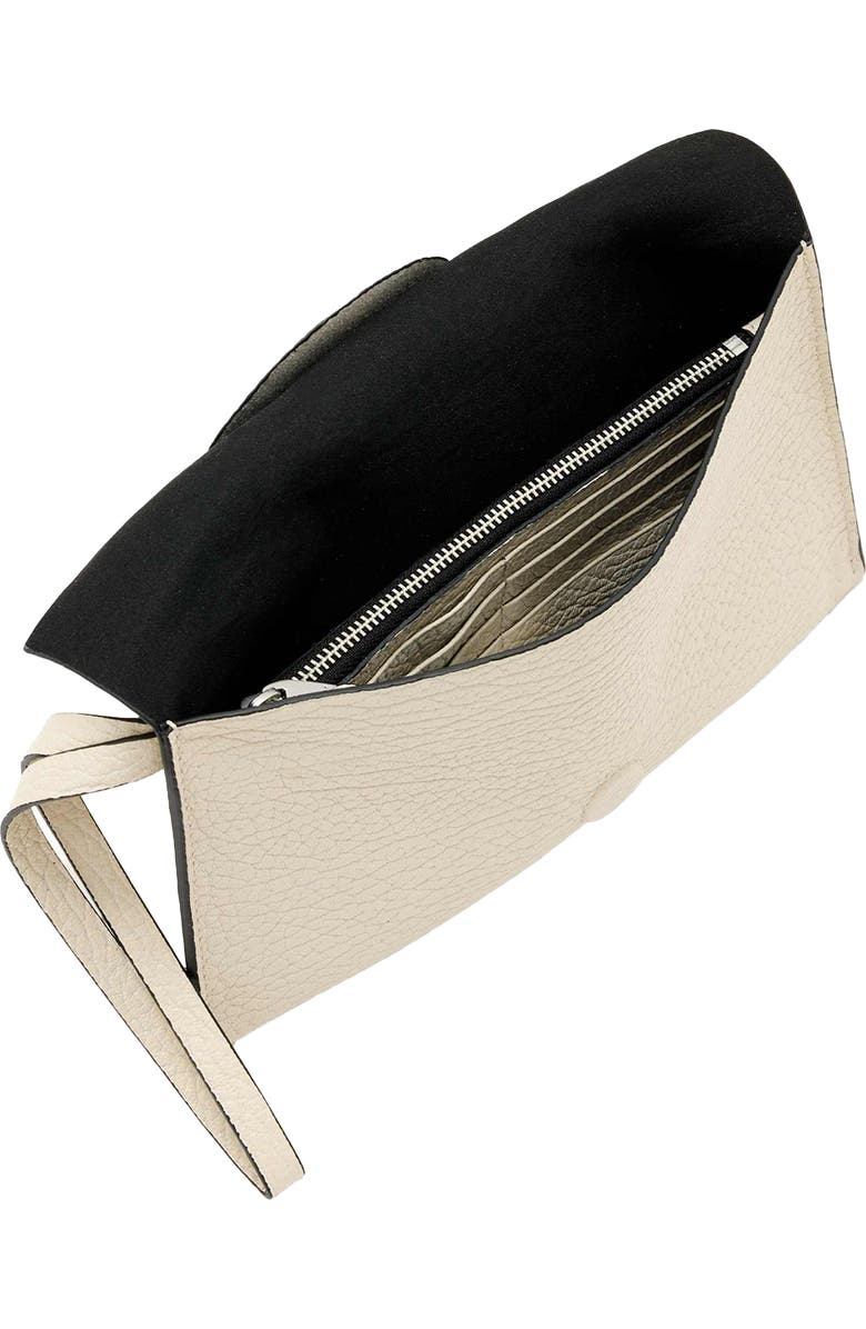 AllSaints Ursa Leather Pouch Wristlet, Alternate, color, Sahara White