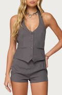 EDIKTED Riya Pinstripe Halter Vest