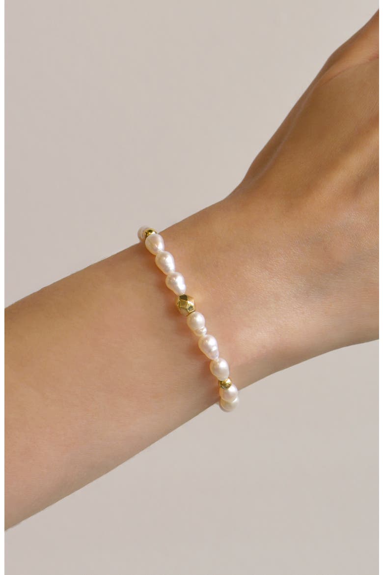 Boheme White Rice Pearl Bracelet, Alternate, color, PEARL/ 14K YELLOW GOLD