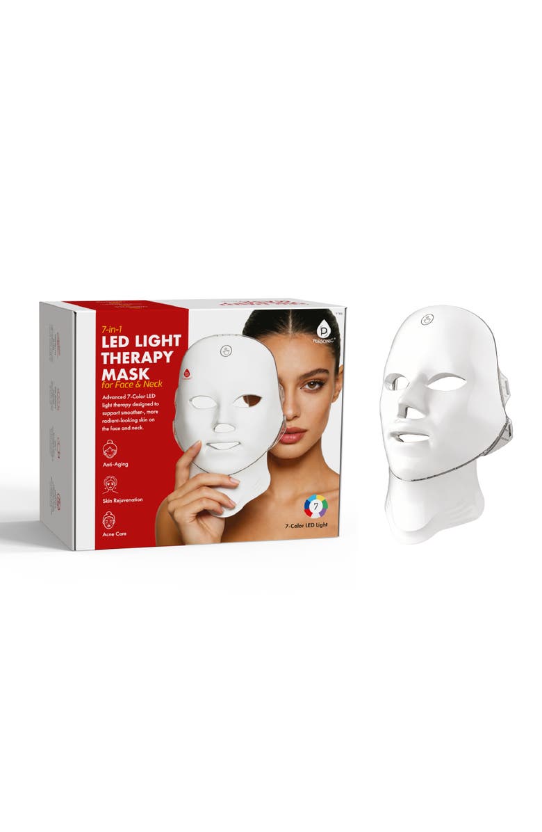PURSONIC 7-in-1 Led Light Therapy Mask for Face & Neck, Main, color, White