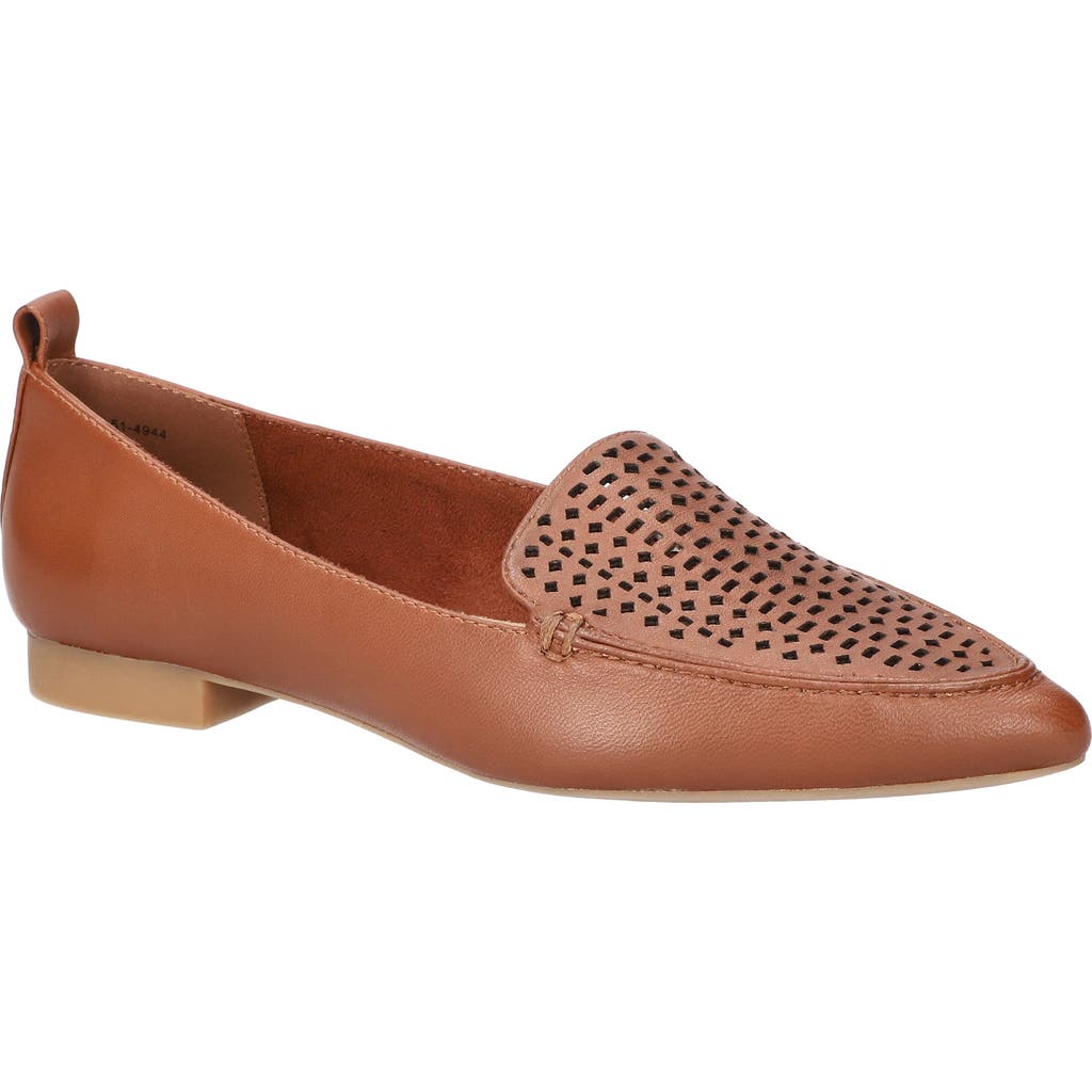 Bella Vita Alessi Perforated Pointed Toe Flat In Dark Tan Leather
