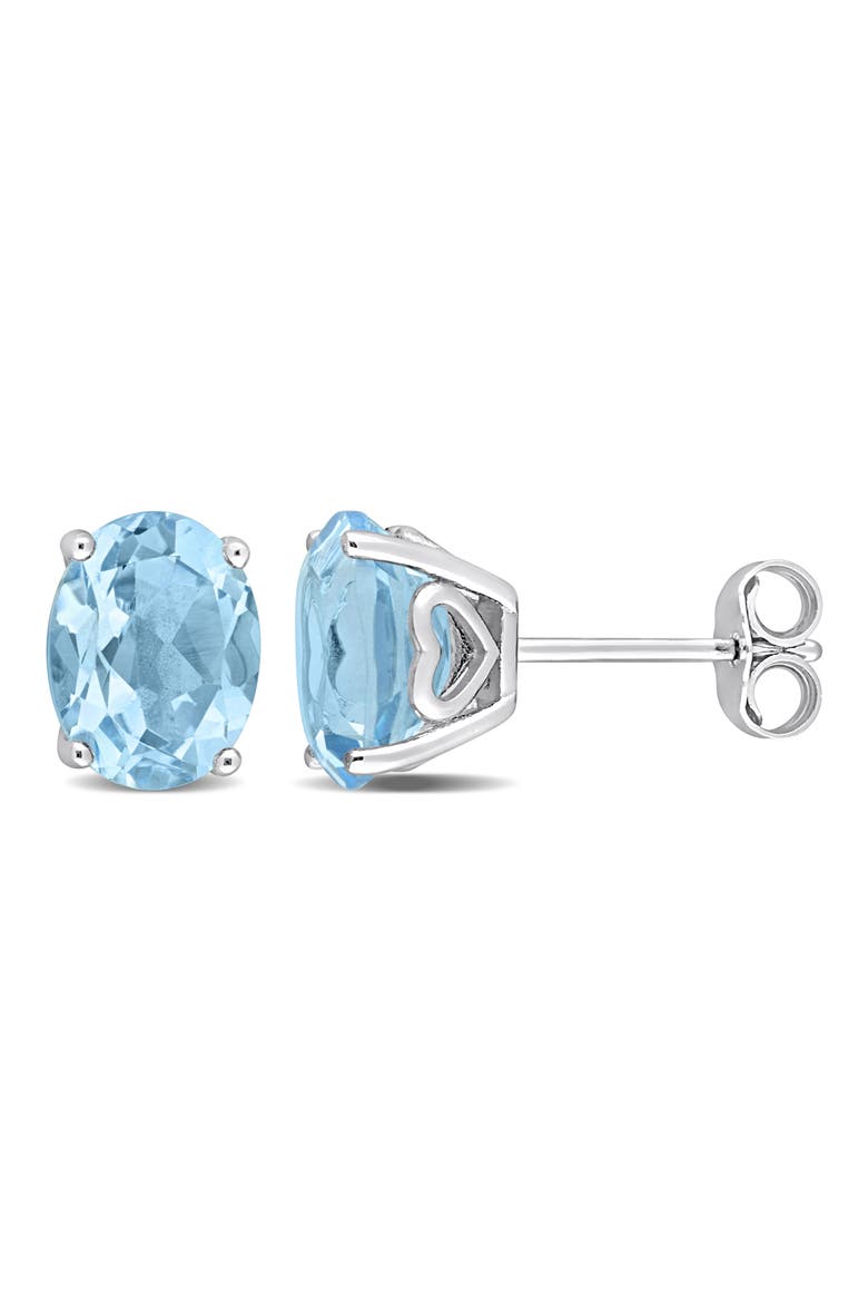 Sterling Silver Lab-Created Sky Blue Topaz Oval Stud Earrings, Main, color, BLUE