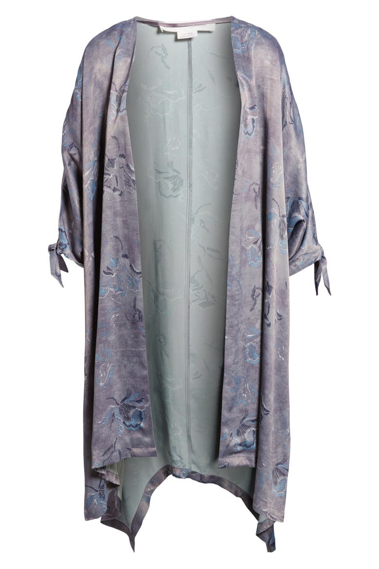 High/Low Kimono, Alternate, color, GREY SKETCHED PETALS