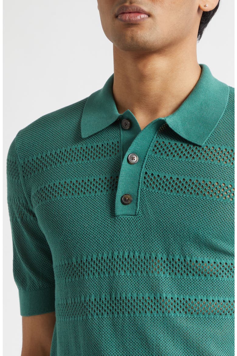 Mercy Mixed Stitch Polo Sweater, Alternate, color, PINE