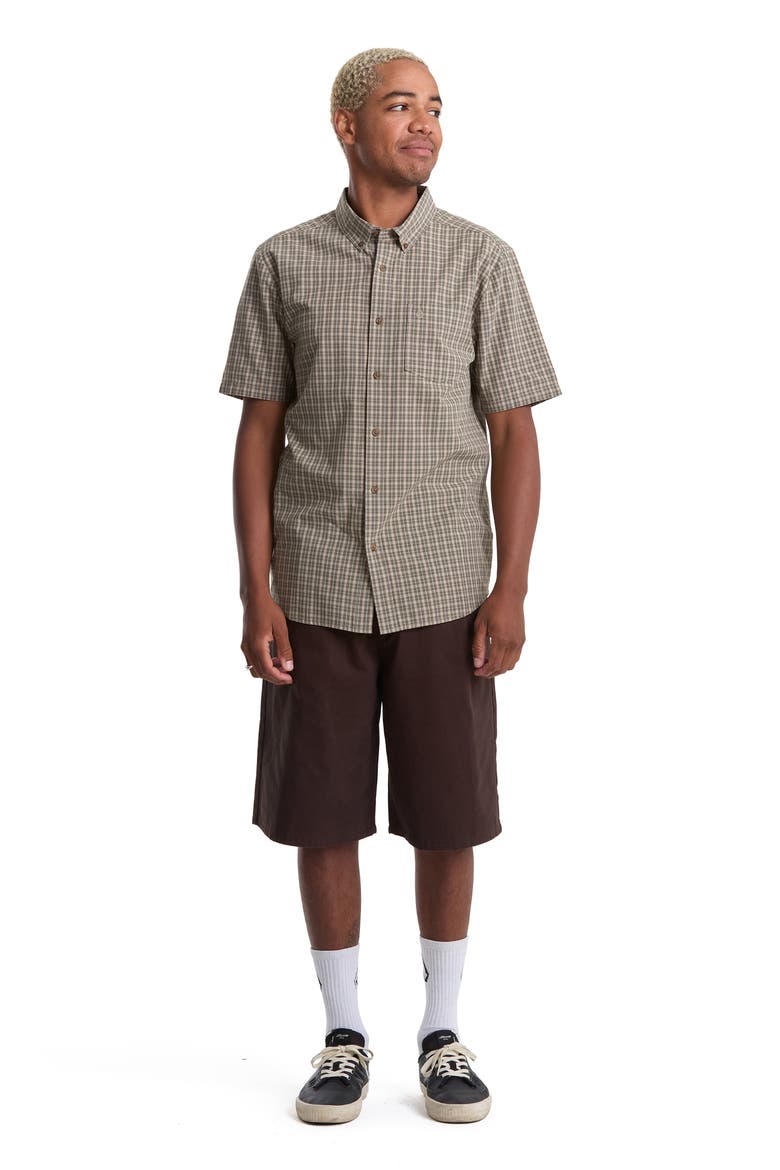 Brewster Check Short Sleeve Button-Down Shirt, Alternate, color, DIRTY WHITE