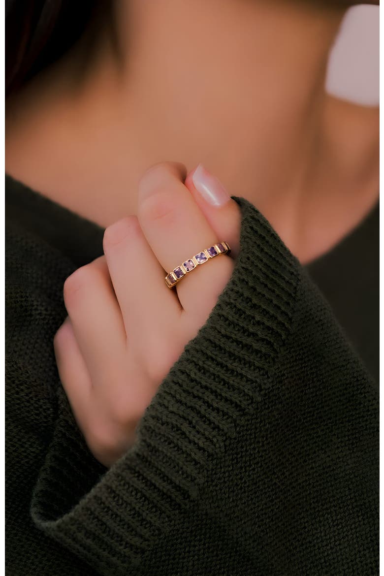 Emerald Cut Birthstone Eternity Ring, Alternate, color, July Ruby