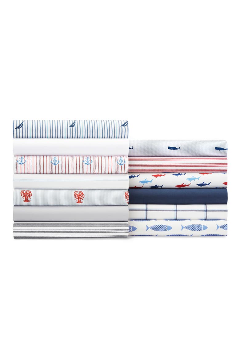 Skippers Island Blue Cotton Percale Sheet Set, Alternate, color, FLAGSTONE