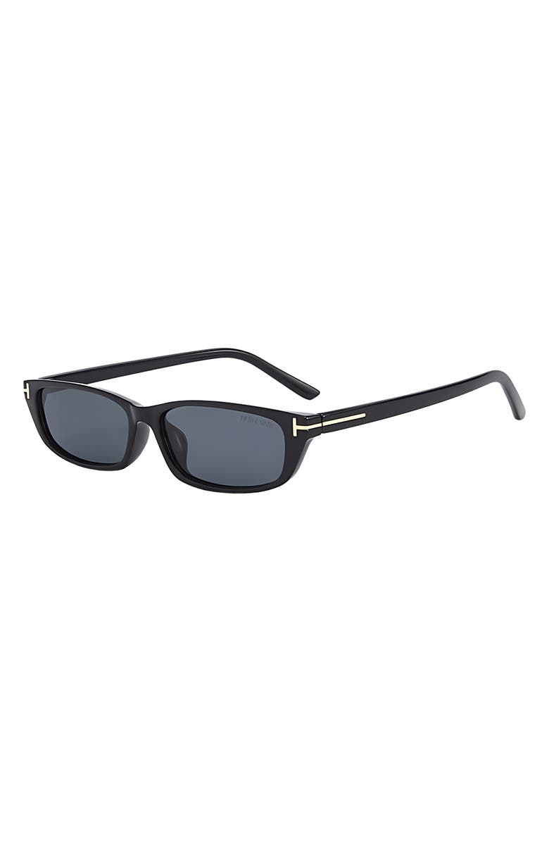 Fifth & Ninth Lana 55mm Rectangular Sunglasses, Alternate, color, Black / Black