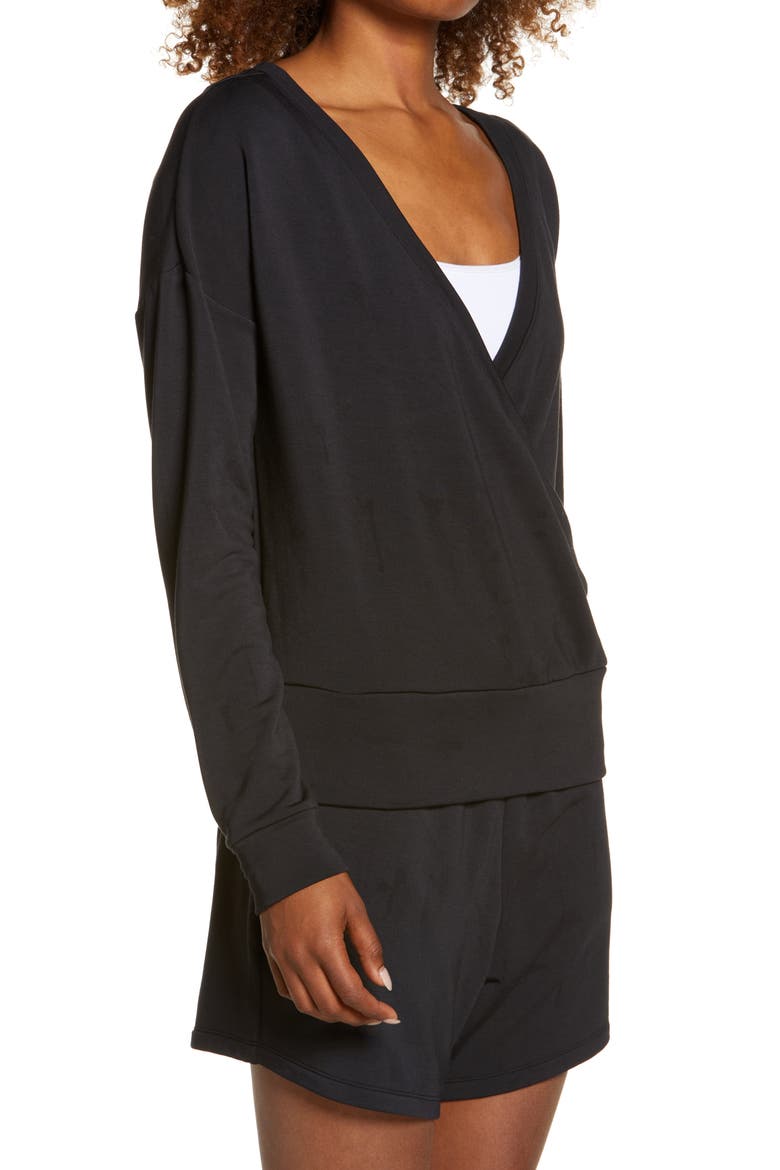 Women's Peaceful Wrap Pullover, Alternate, color, BLACK