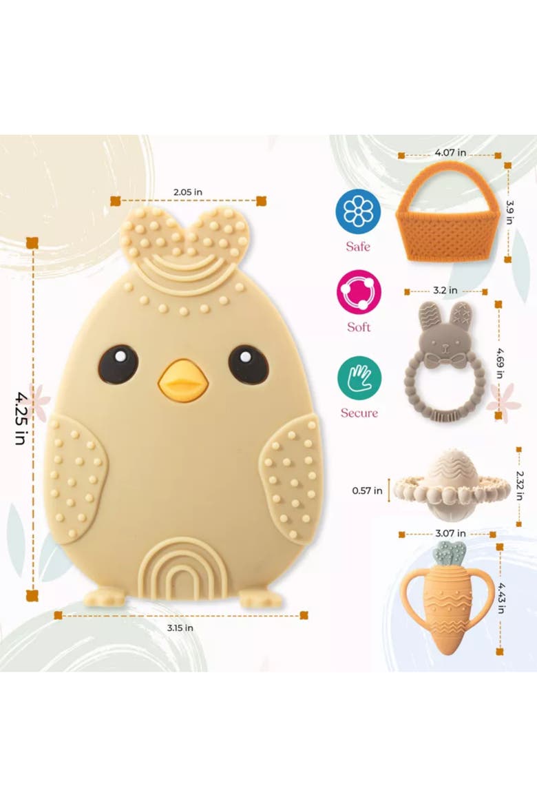 Easter Silicone Baby Teether Set Cute Gift Toys 5-Piece, Alternate, color, Neutral