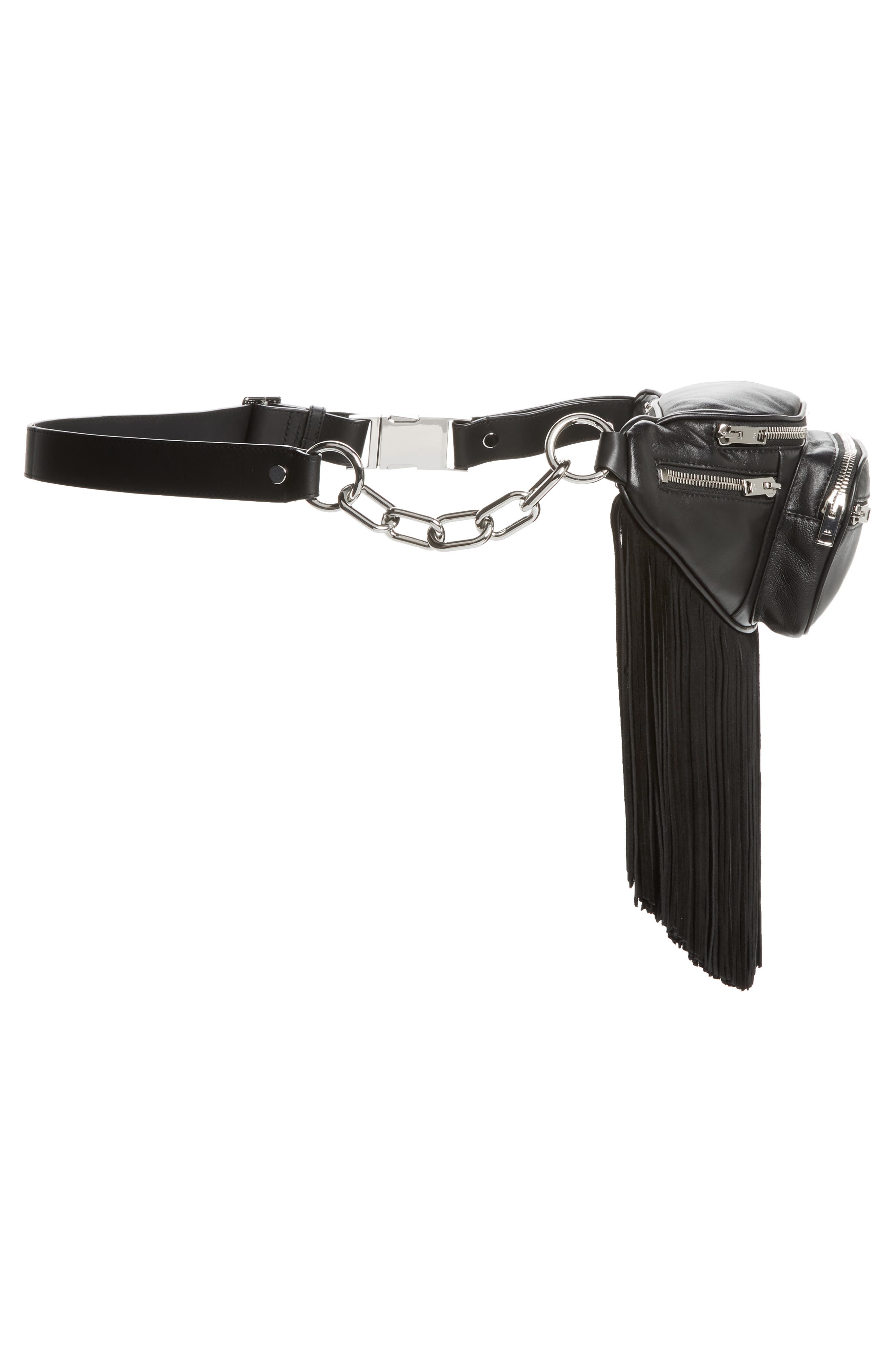 Alexander Wang Attica Fringe Lambskin Leather Fanny Pack, Alternate, color, 
