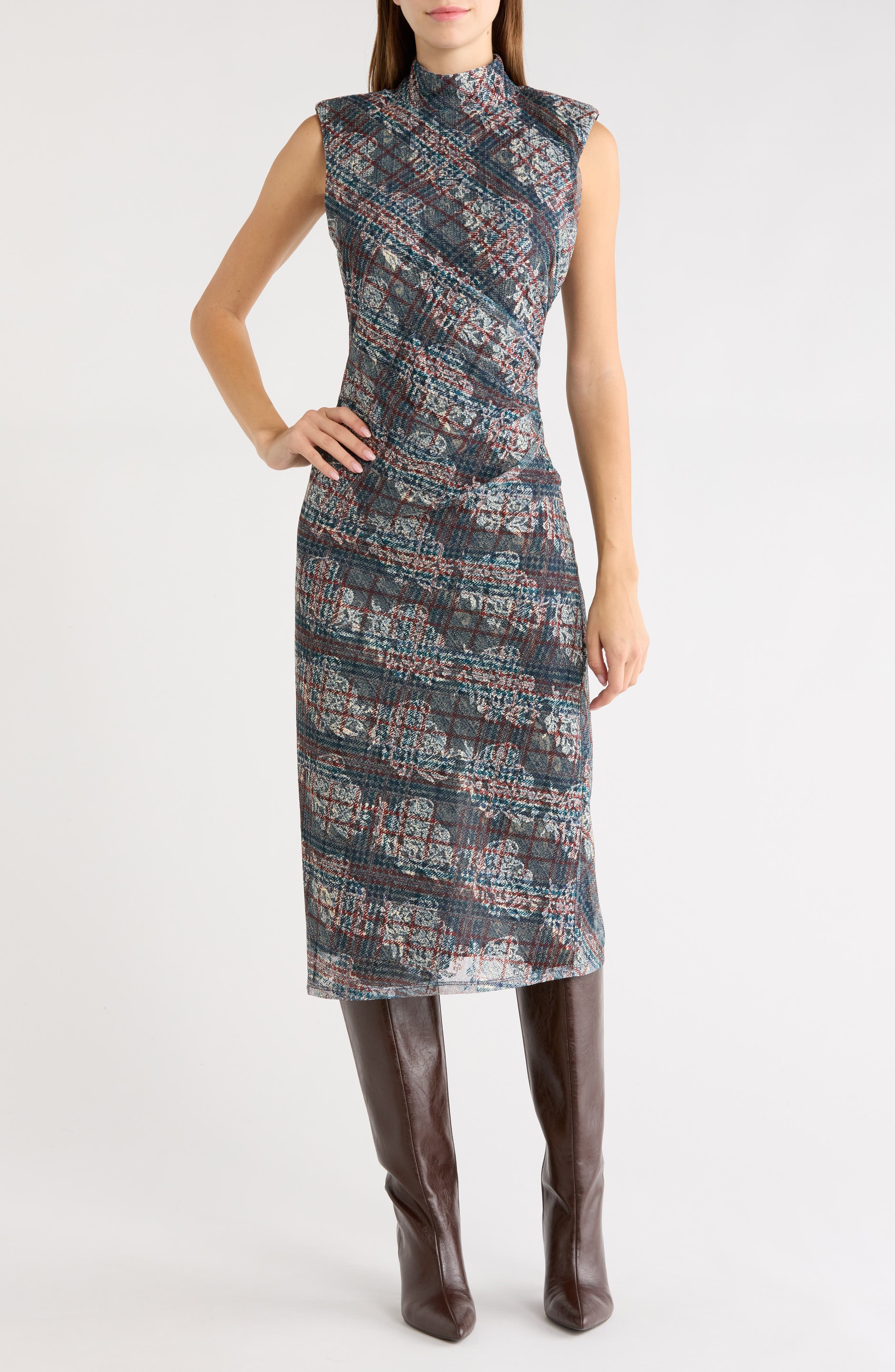 Mandy Mock Neck Midi Dress