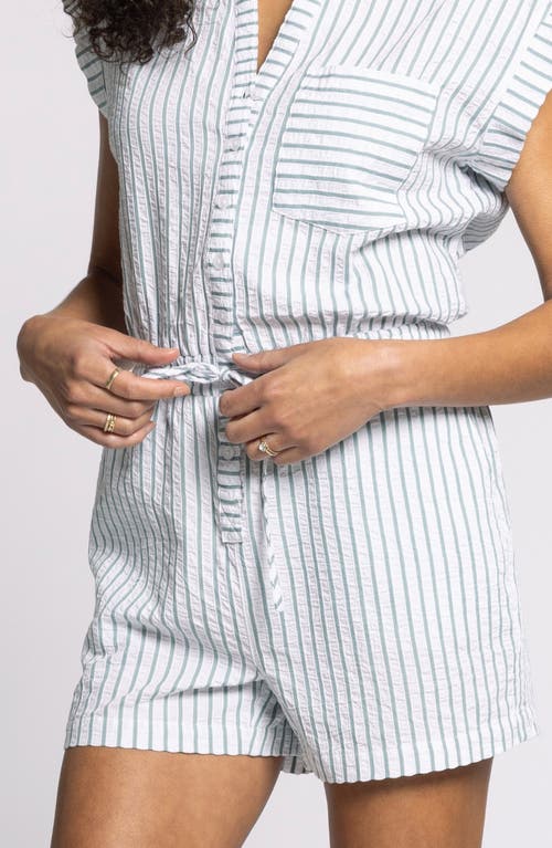 Thread & Supply Marina Stripe Cotton Romper In Blue