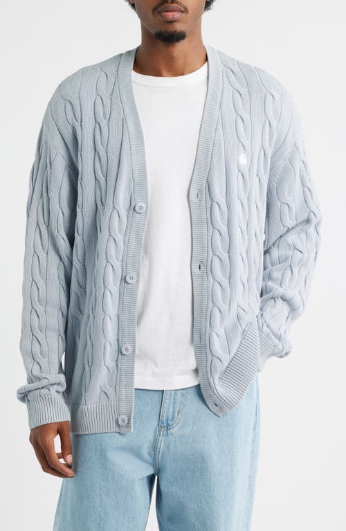 Carhartt Work In Progress Carter Cable Cotton Cardigan in Blue Fog Garment Dyed  product