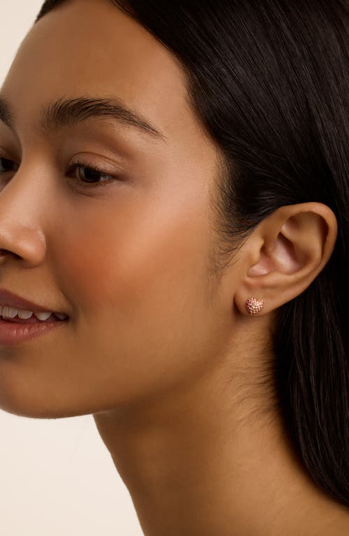 Ted Baker Adoraa Pavé Crystal Sweetheart Stud Earrings In Gold Tone/lt Pink Crystal