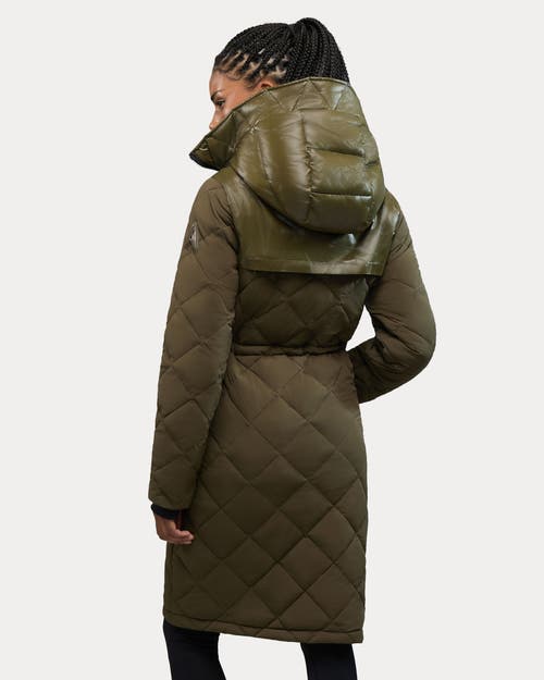 Alpenhaus Arly Elongated Hybrid Lightweight Puffer Coat In Green