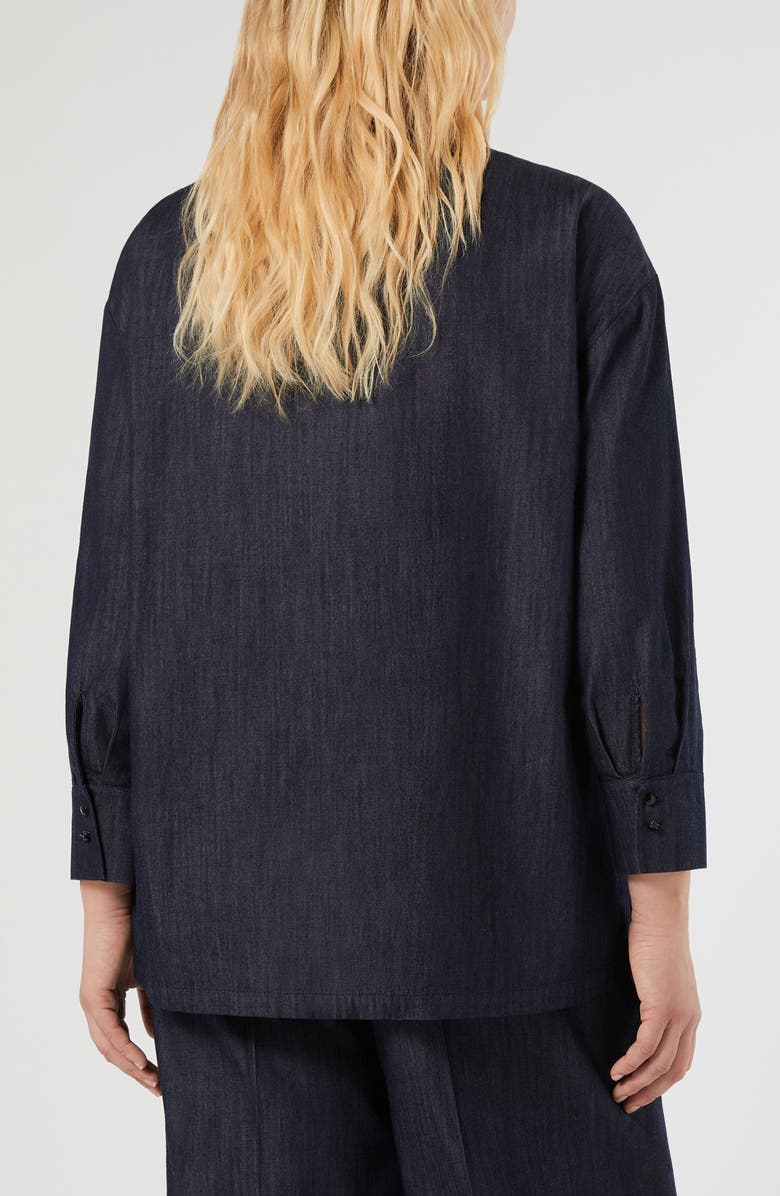 Marina Rinaldi Abile Beaded Collar Denim Jacket, Alternate, color, Blue Jeans