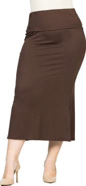 24seven Comfort Apparel Comfortable Foldover Maxi Skirt