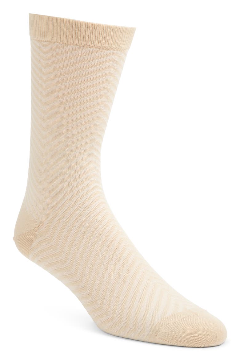 Chevron Crew Socks, Main, color, TAN TWINE